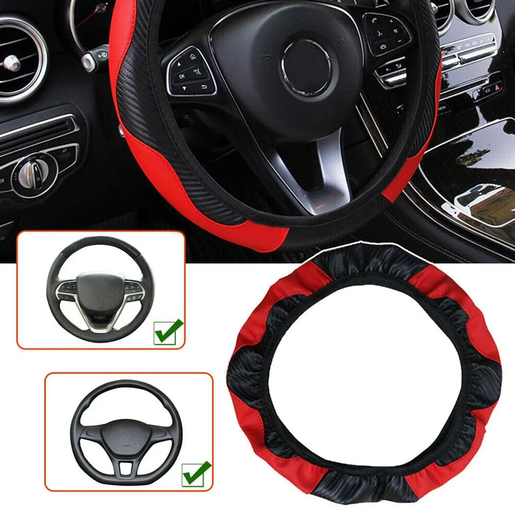 DHgate.com:Genuine Leather Steering Wheel Cover, Black, Universal Fit ...