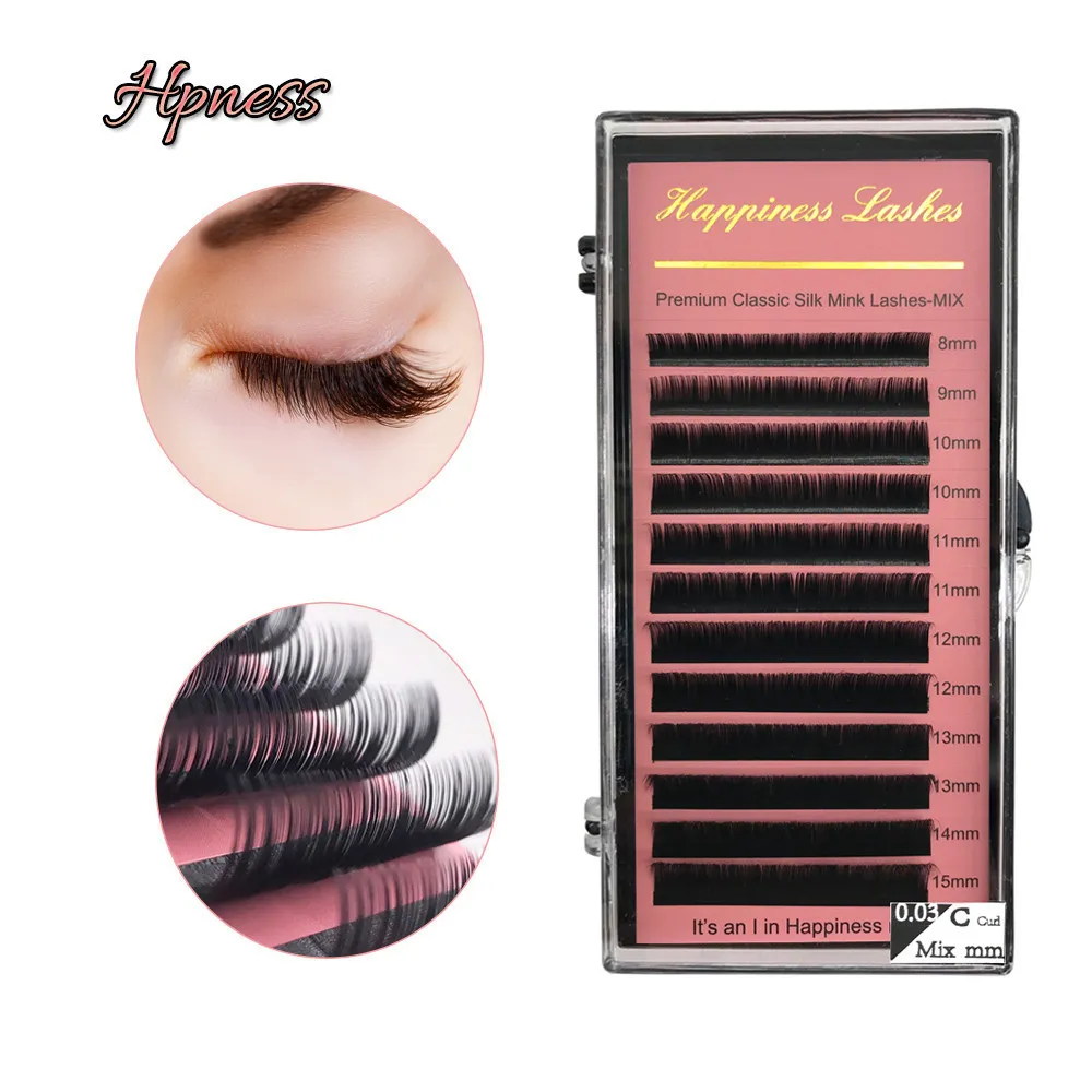 HPNESS Cashmere Eyelash Extension 3D الفردية الرموش الناعمة الحرير المنك الرموش الطبيعية المظهر الرموش العيون C D D+ CURL