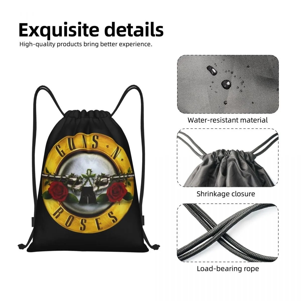 スケートボード Guns N Roses Travel Backpack Bullet Logo Guns N Roses Drawstring Backpack - Bullet Logo Rock Band
