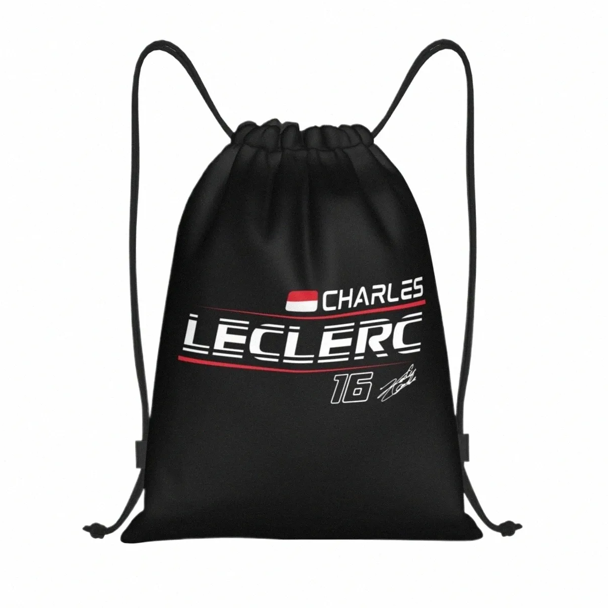 Anpassad Charles Leclerc 16 Sport Car Race Drawstring Bag For Shop Yoga ryggsäckar Kvinnor Män Sport Gym Sackpack T61U#