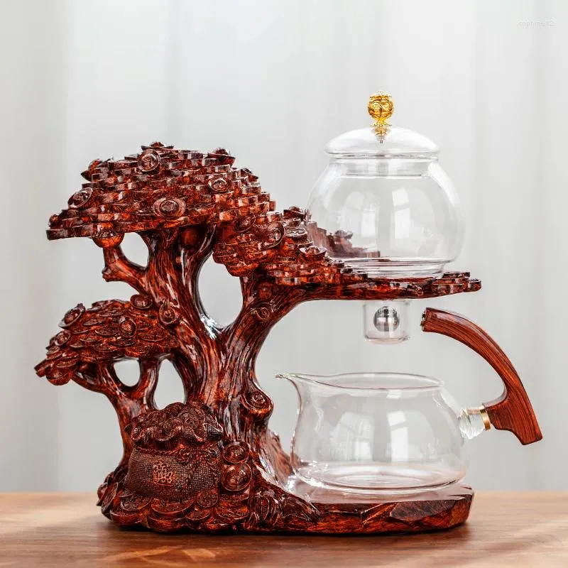 Teegeschirr Sets 2024 Kreative Automatische Teekanne Tee-ei Magnetische Wasser Ablenkung Hitzebeständige Kungfu Trinken Chinesische Glas Set