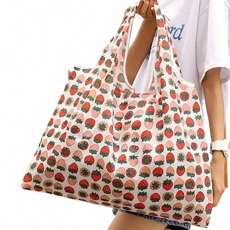 reusable Grocery Bags Large Wable Shop Bags Foldable Envirment-Friendly Nyl Heavy-Duty Pocket Handbags Z2SG#