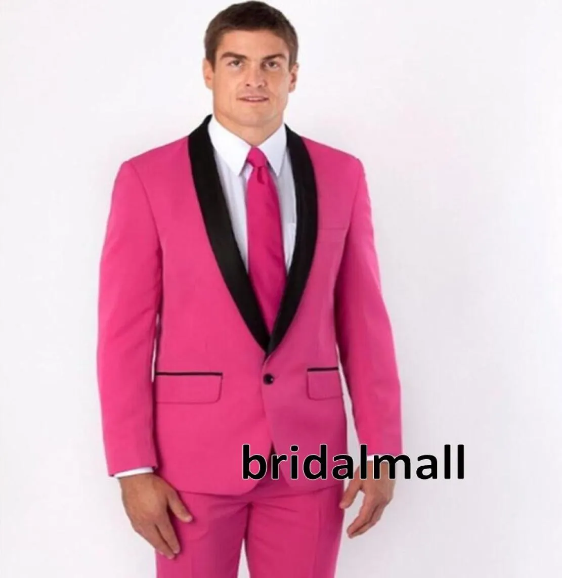 Senaste designrock bröllop kostymer rosa smala fit mens kostymer brudgummen tuxedos anpassade företag casual blazer formell prom kostymer jacke3511012