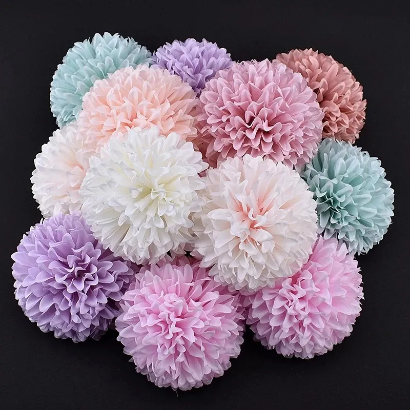 10cm30PCS Large Artificial Pompom Silk Flowers Head Hydrangea Home Wedding Decoration DIY Scrapbooking Fake Flower Wreaths 240325