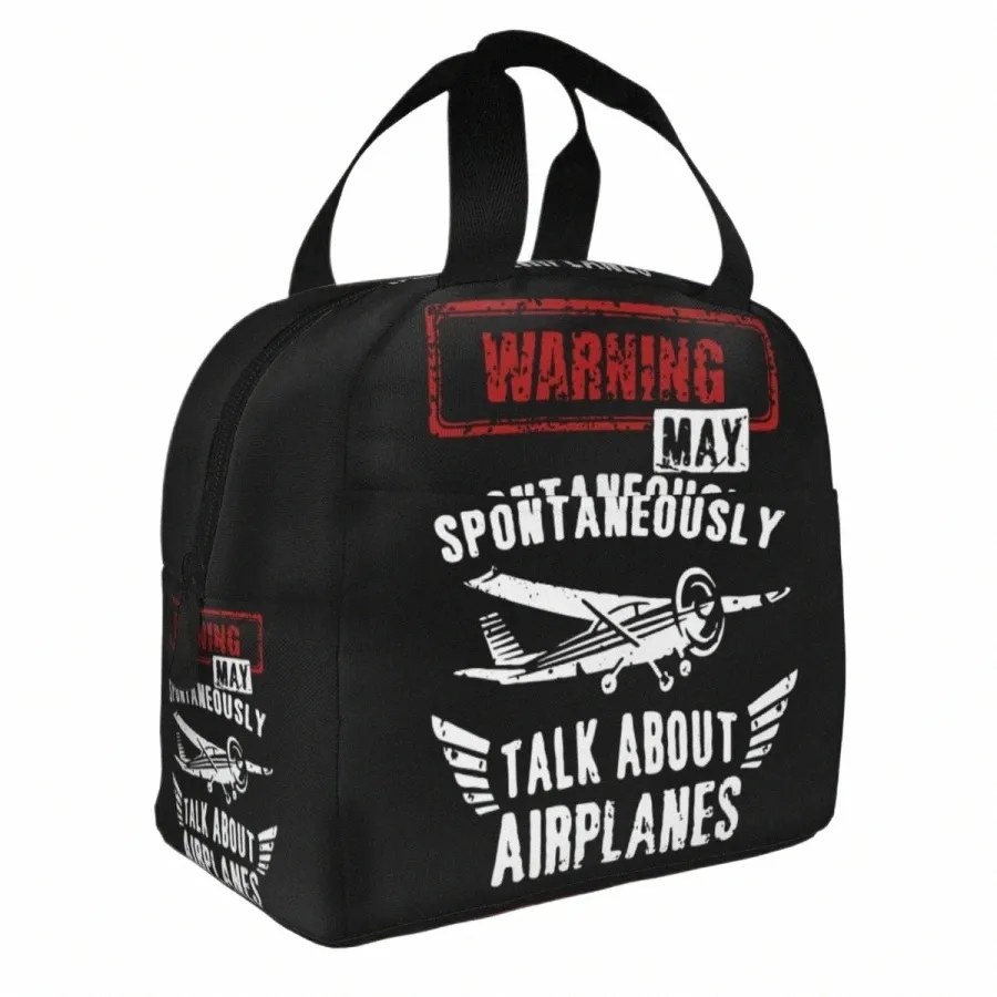 Funny Airplanes Pilot Cadeau Sac à lunch isolé Sac isotherme Déjeuner Ctainer Aviati Avion Fighter Boîte à lunch portable Fourre-tout pique-nique O0pG #