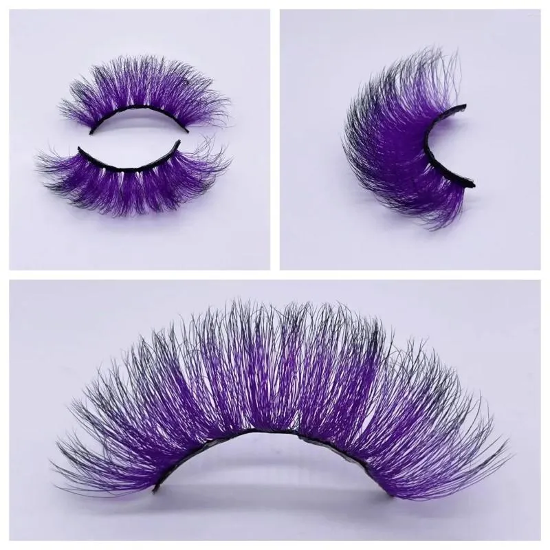 False Eyelashes 2 Pairs Fashion 3D Colorful Faux Mink Lashes Gradient Fluffy Soft Cilias Eyelash Extension Eye Makeup