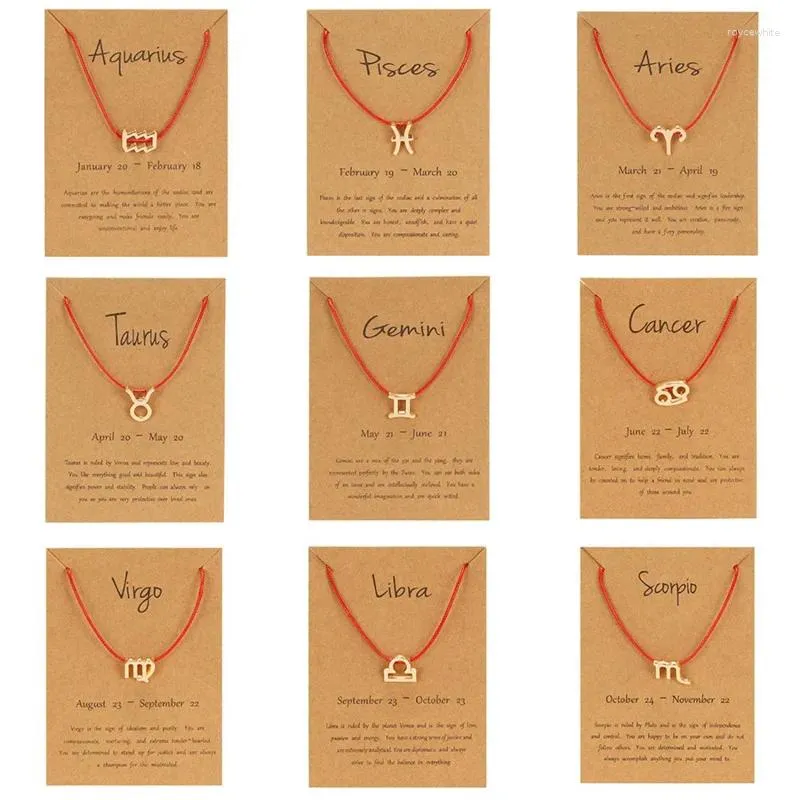 Charm Bracelets Fashion Twelve Constellations Pendant Red Lucky Weaving Rope Chain Bracelet With Cardboard Trendy Birthday For Women