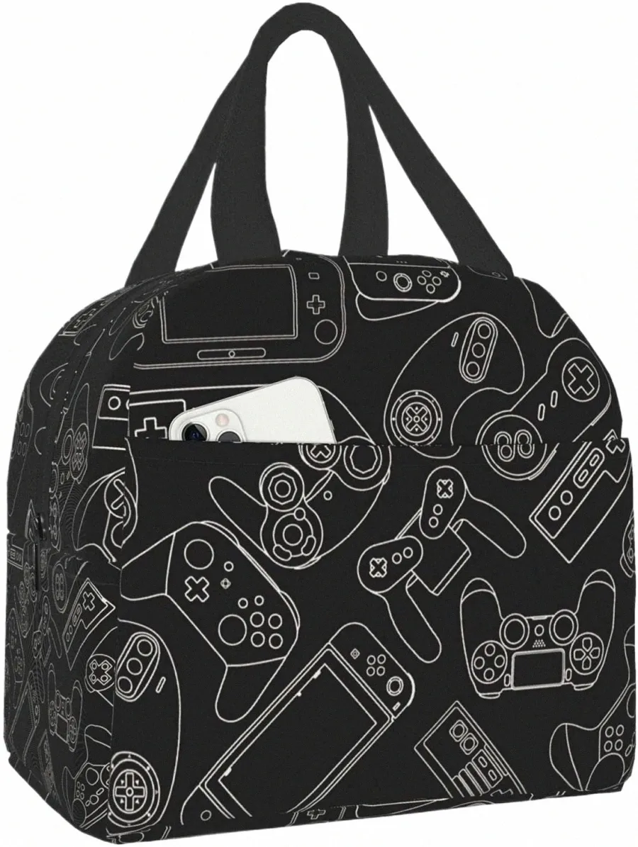 Jogo elétrico Ctroller Background Lunch Bag Compact Handbag Game Board Padrão Reutilizável Lunch Box 17SC #