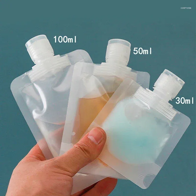 Liquid Soap Dispenser 30/50/100ml Portabla påfyllningsbara förpackningspåsar Travel Essentials Lotion Cosmetics Shampoo Dusch Gel Makeup Fluid