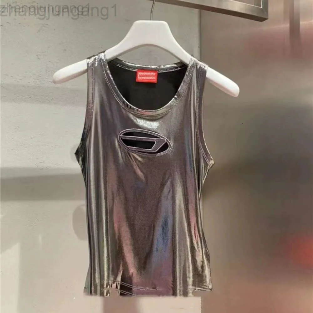 Desginer Dieseles t Shirt Diesel High Version ~~ Die2024 OiD Spring New Silver مجوفة Out American حار الفتاة Top Womens Camisole Vest