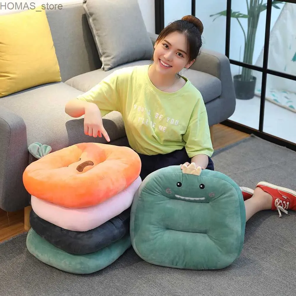 Cushion/Decorative Pillow Cute cartoon shaped chair cushion animal/fruit student seat cushion sofa backrest cushion indoor floor for home office car caf Y240401