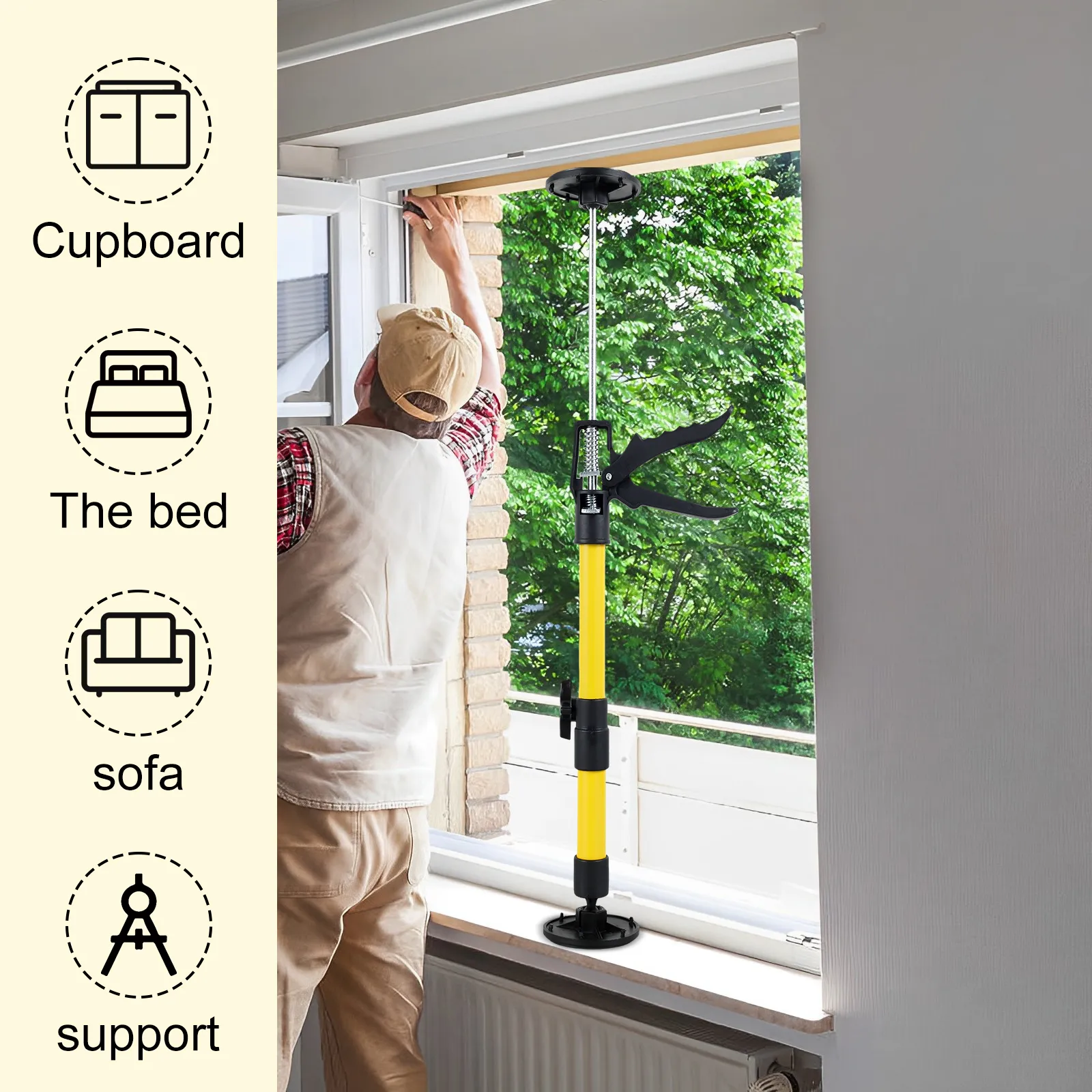 Telescopic Support Rod 40KG Capacity Adjustable Length Drywall Support ...