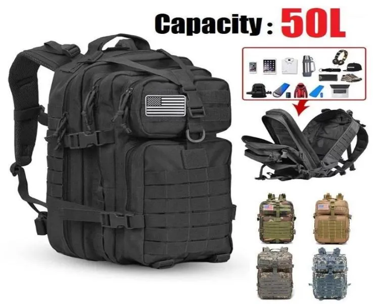 Sacos ao ar livre Sel 50L Grande Capacidade Homens Exército Tático Mochila Softback Impermeável Mochila Caminhadas Equipamento de Acampamento Caça B6134908