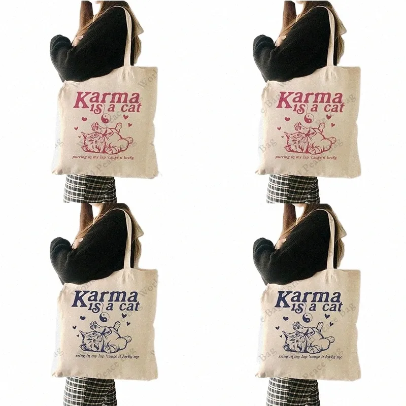 1 шт. K is a Cat альбом с позитивным рисунком цитаты большая сумка парусиновая сумка на плечо для путешествий повседневная женская многоразовая сумка z3TI #