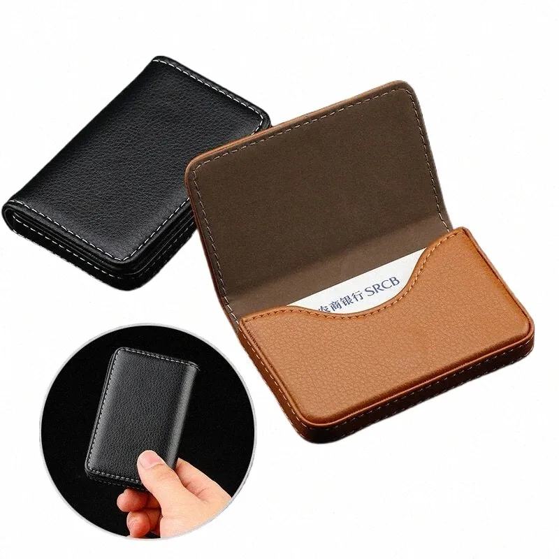 Formele Busin Card Case ID Pouch PU Lederen Kaartdoos Man Creditcardhouder Zwart Bruin Koffie Magneet Hasp naamplaatje Tas 98rW #