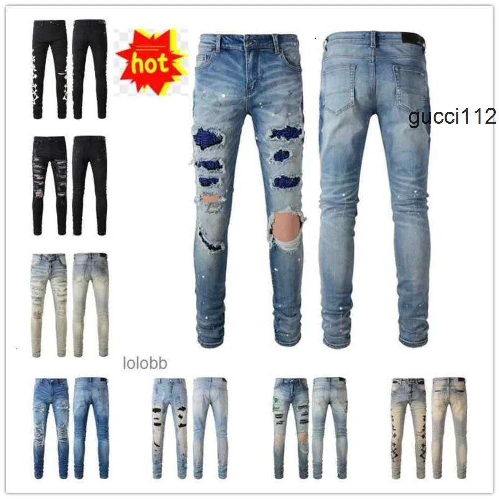 Llegadas de diseñador amis amar Hombres miri Hombre Agujeros amari Nuevos amirirlies Ropa Pantalones Lujo COOLGUY #024 Denim Biker Jeans AM Pantalones W895 2024 Jean 25WV