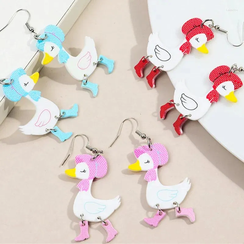 Dangle Earrings Cute Christmas Scarf Duck Acrylic For Women Funny Cartoon High Heels Animal Earring Novelty Jewelry