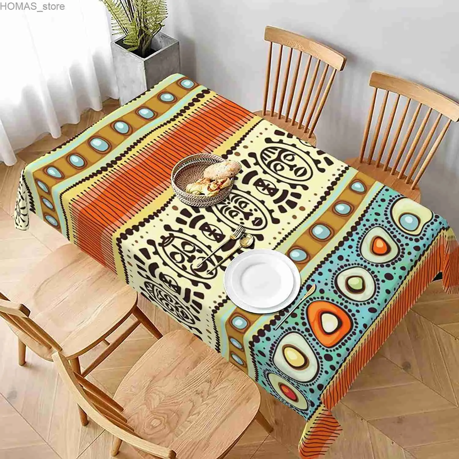 Tavolo stoffa africana stampa etnica rettangolo tovaglia da cucina da pranzo decorazioni riutilizzabili decorazioni per feste natalizie y240401