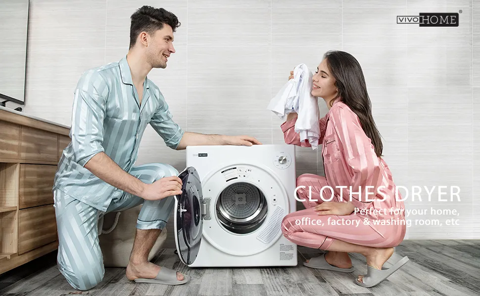 DHgate VIVOHOME 1500W Electric Compact Portable Clothes Dryer Machine for Apts 3.5 Cu.Ft 13lbs White Household Appliances