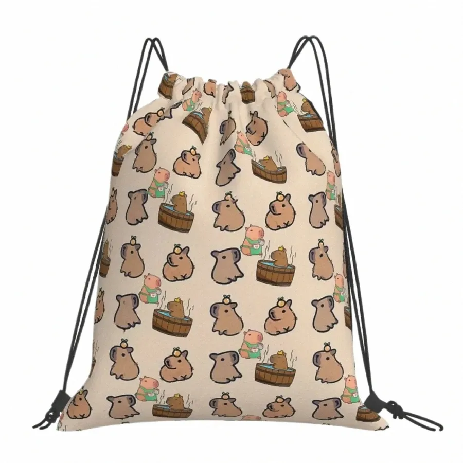 Capybara Group Sacs à dos Casual Portable Sacs à cordon Cordon Bundle Poche Chaussures Sac Livre Sacs Pour Homme Femme Étudiants x4aH #