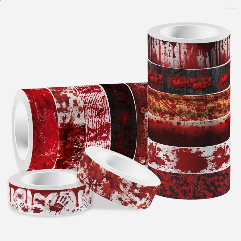 Подарочная упаковка, 12 рулонов ленты васи для Хэллоуина, скрапбукинг «сделай сам», страшное кровавое украшение для печати