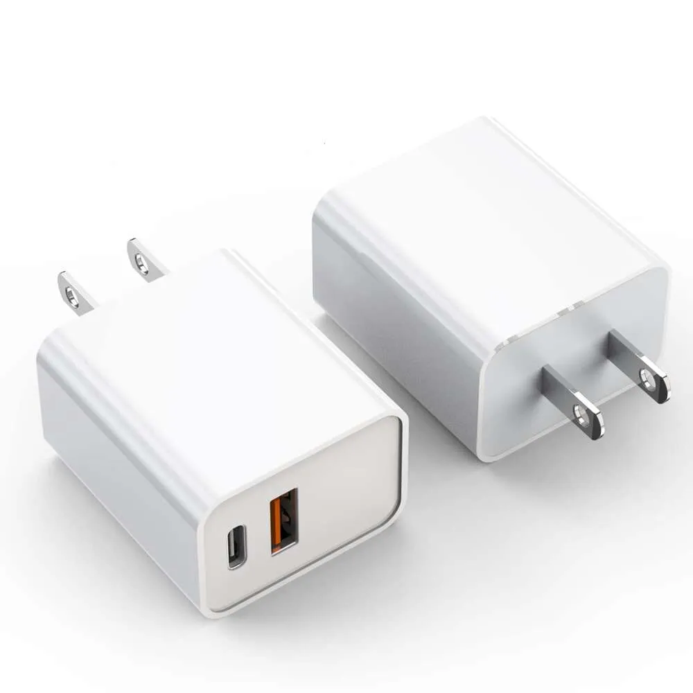 Adaptador de carregador de parede PD USB C de porta dupla de 20 W + usb A plugue de tijolo de carregamento rápido para iPhone