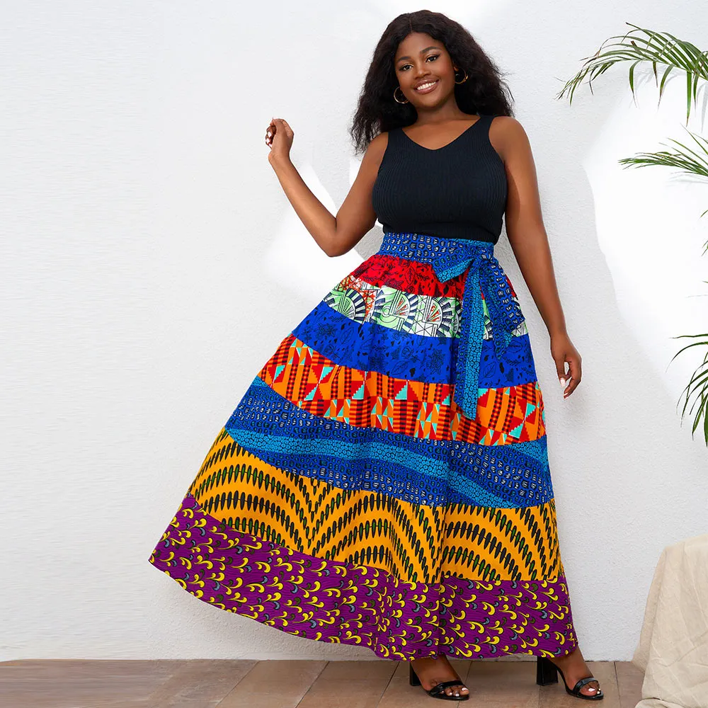 chinese dress ladies Black Tiered Maxi Skirt