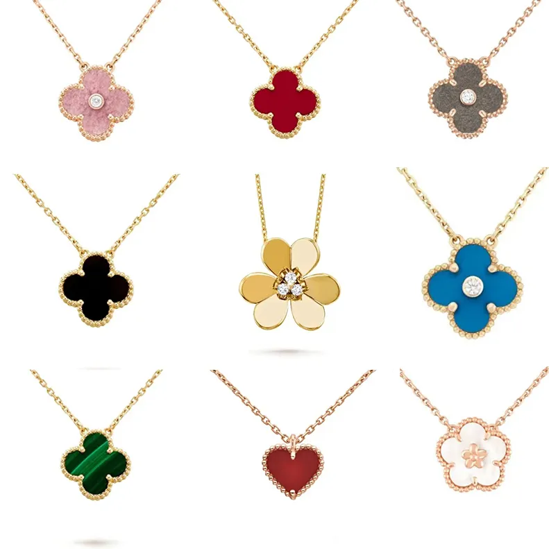 أعلى العلامة التجارية Clover Necklace Charm Charm Single Flower Netlace Luxury 925 Sterling Silver Diamond Diamond Agat