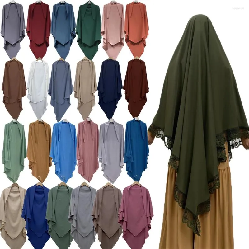 Ethnic Clothing Prayer Garment Robes One Layer Muslim Hijab Women Long Khimar Abaya Turkey Burqa Headscarf Veil With Sleeveless Top Ramadan