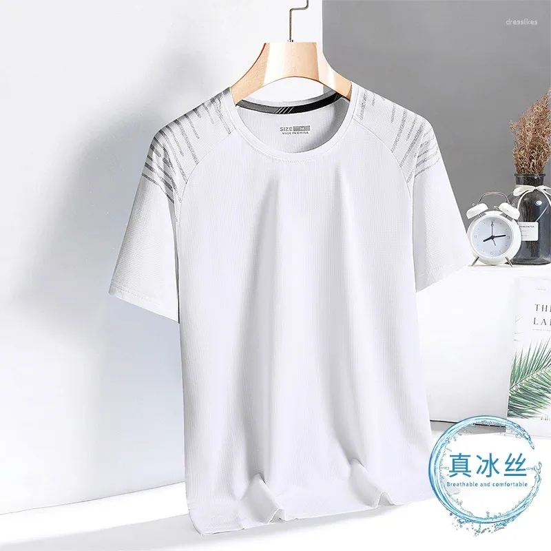 Magliette da uomo Estate Girocollo Moda T-shirt a maniche corte Uomo High Street Casual Tessuto di seta ghiaccio Pullover Movimento Asciugatura rapida Top