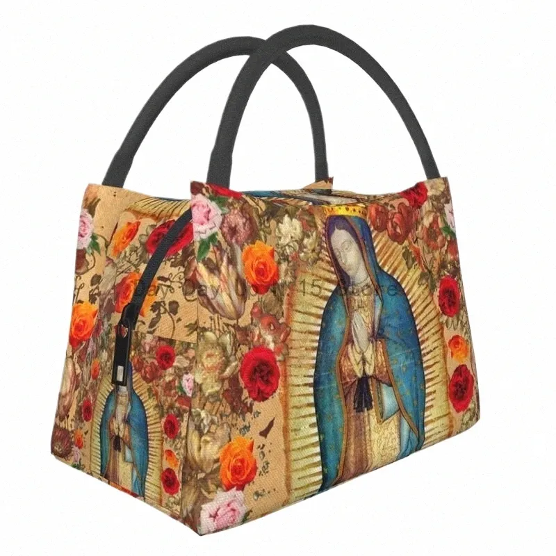 our Lady Of Guadalupe Virgin Mary Thermal Insulated Lunch Bag Women Catholic Mexico Poster Resuable Travel Storage Meal Food Box 624e#