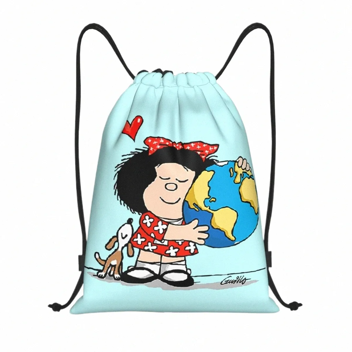 Mafalda World i jej szczeniaki sznurka sportowa sportowa torba gimnastyczna dla mężczyzn Kobiety komiks komiks Carto Shop Sackpack 56HB#