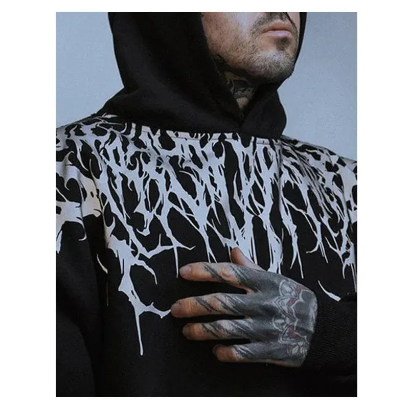 Mens Evil Blood Goth Hoodie Unique Pattern Thickened For Autumn Winter Warm And Casual Black Full Fit From Ddmylovely 42.1 DHgate.Com