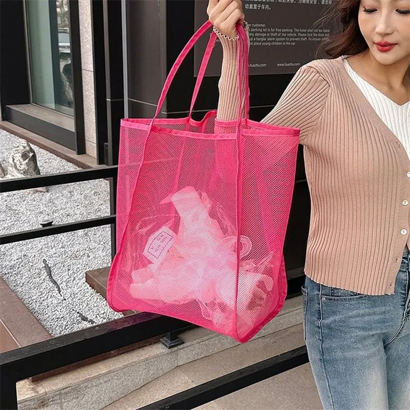 Large Reusable Mesh Shopping Bag - Womens Beach Tote