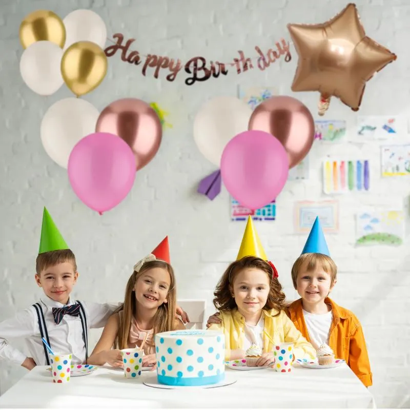 Decoração de festa 103pcs / conjunto de látex branco de 18 polegadas para balões de aniversário balão sinal feliz