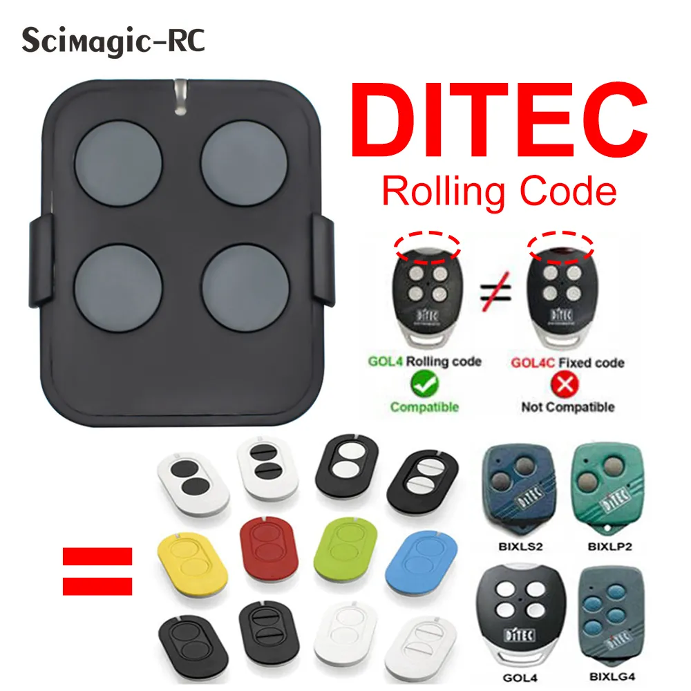 Telecomando Compatibile Ditec GOL4 433 MHz Rolling Code Per Porte Garage – Modelli BIXLP2 BIXLS2 BIXLG4, 4 Canali - 2