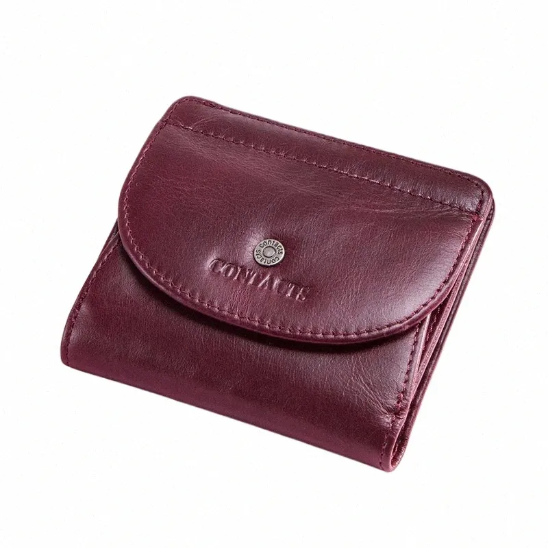 contact's Genuine Leather Wallets for Women Short Fi Women's Purses Handbags Female Bags Card Holder Coin Purses Mey Clip E5Lf#