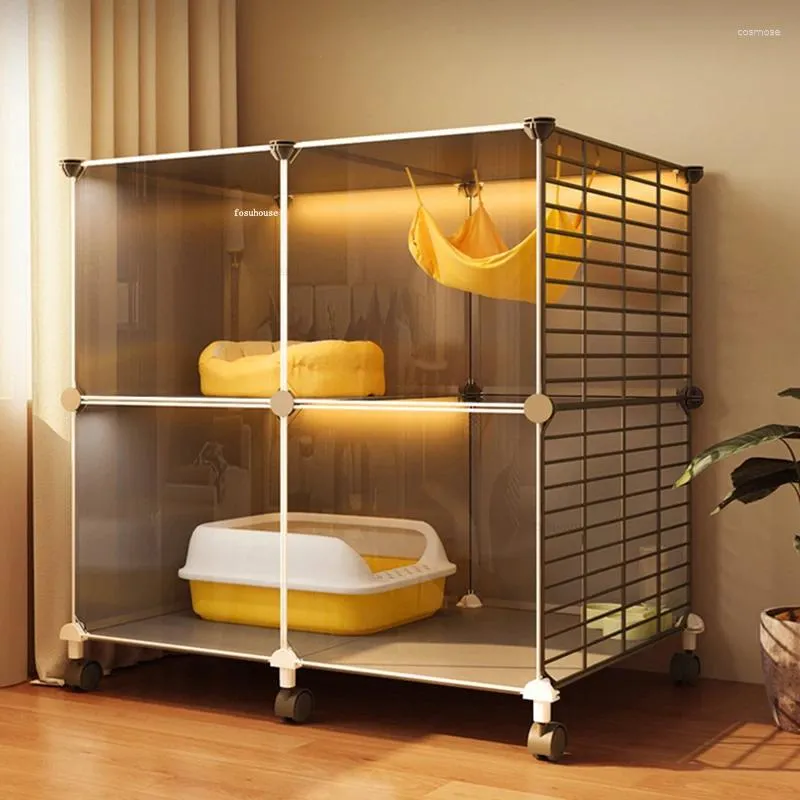 Cat Carriers Small Apartment Villa Home Indoor Cages Transparent Visible House Modern With Wheels Toilet Integrated Cage