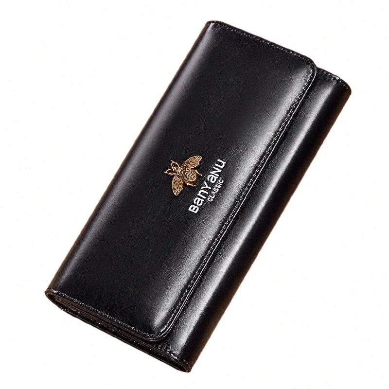 2022 Genuine Leather Wallet Women's Luxury Brand Hasp Coin Purse Lg Ladies Leather Wallets Bee Phe Wallet Female Card Holder 62LF#