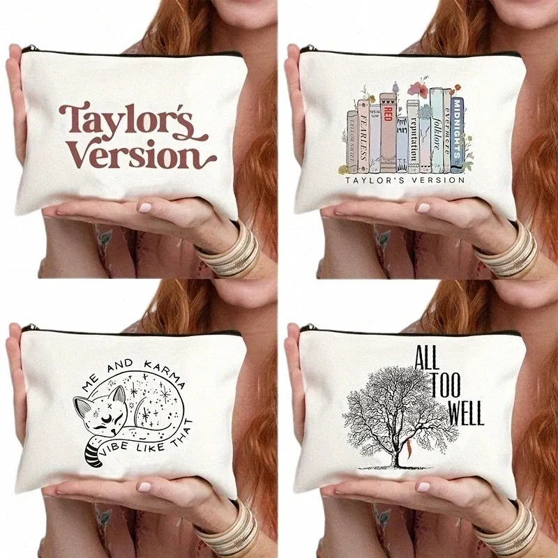 Трек-лист Taylor's Versi Косметичка Swift Fans Подарок для девочек Осень Versi Travel Cosmetic Organizer Роскошный пенал Кошелек 44zB #