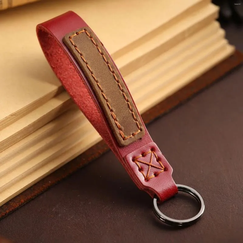 Keychains Classic Vintage Cow Leather Keychain Men Personality Fashion Car Key Ring