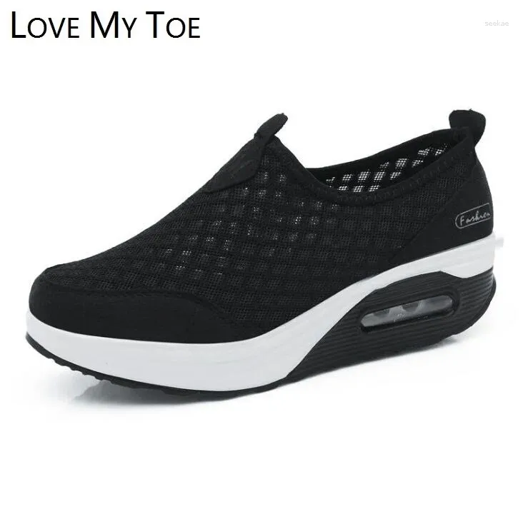 Casual Shoes 2024 Bra Swing Air Mesh Breattable Ladies Trainers Wedges Chaussure Femme Sport Platform For Women Zapatos Mujer