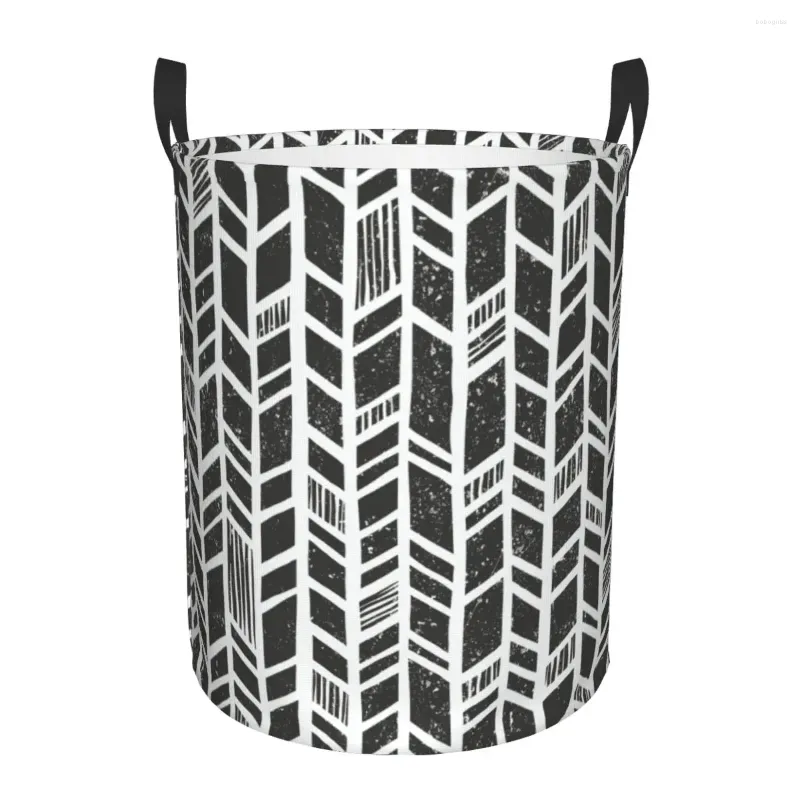 Waszakken Opvouwbare mand Tribal Grunge Geometrische Ronde Opbergbak Grote mand Opvouwbare kleding Speelgoedemmer Organizer