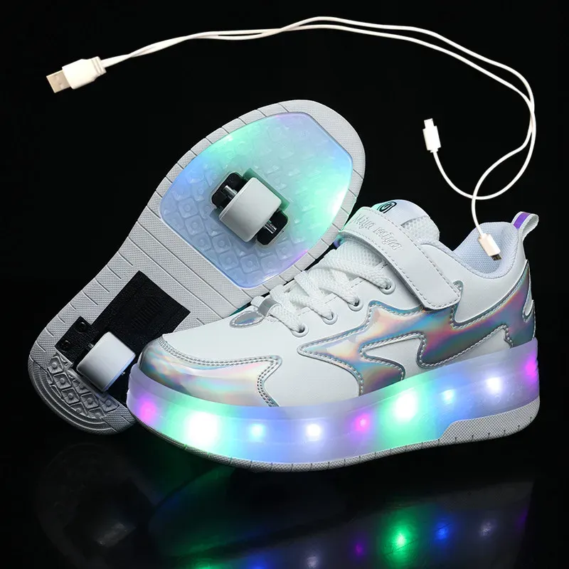 Talla 29 40 Ninos Zapatos LED Dos Ruedas Luminosas Brillantes Zapatillas De Zapatillas De 139 9 DHgate