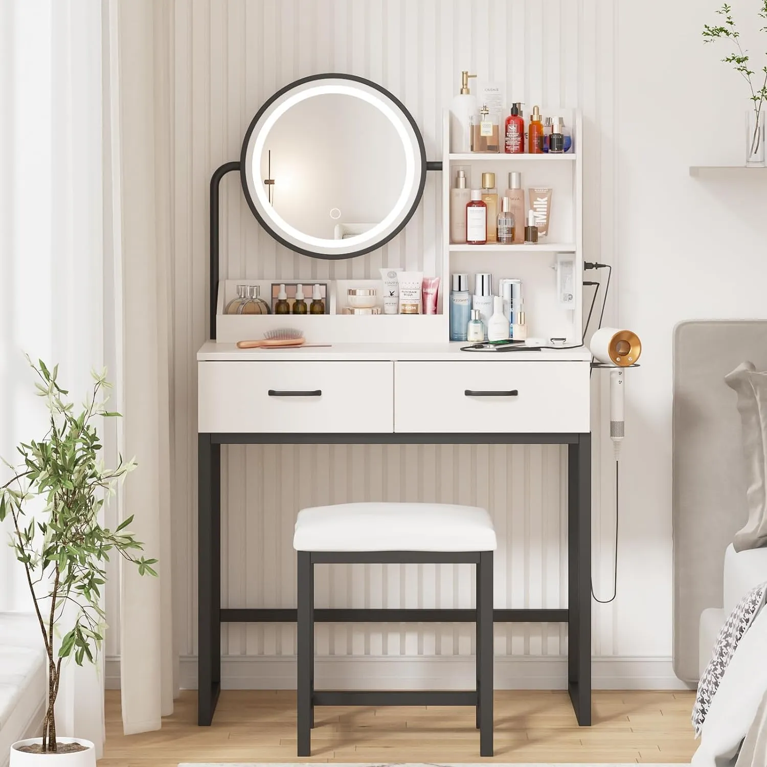 DHgate.com:Vabches Vanity Table Set | LED Lighted Round