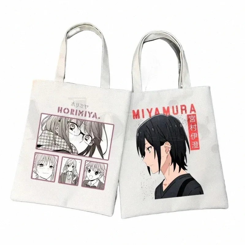 Japonês Horimiya Hori San To Miyamura Kun Anime Bolsas Bolsas de Ombro Loja Casual Meninas Bolsa Mulheres Elegante Bolsa de Lona r9B1 #