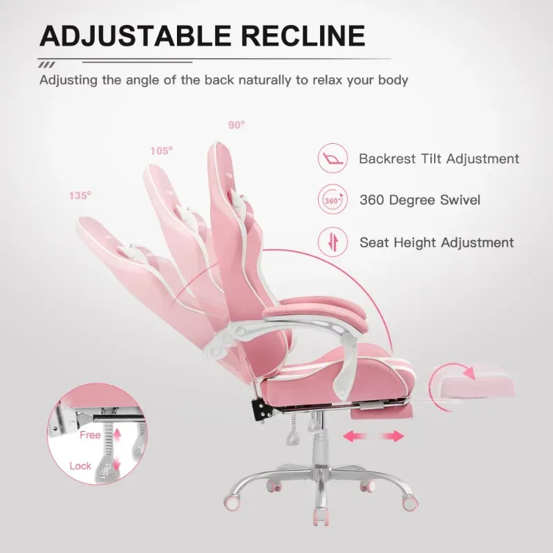 GTRACING GTWD 200 Pink Autofull Pink Gaming Chair With Adjustable Height Footrest And Reclining Feature From Ddmyhome 137.23 DHgate.Com