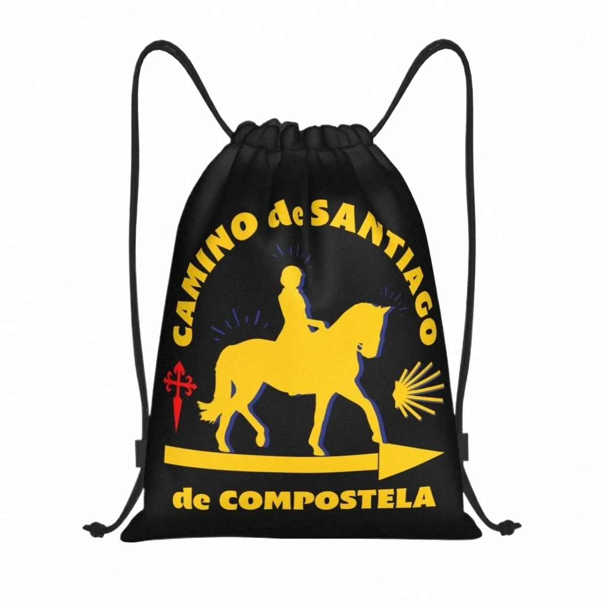 Custom Paard Camino De Santiago De Compostela Tasje voor Training Yoga Rugzakken Mannen Vrouwen Sport Gym Sackpack 18kH #