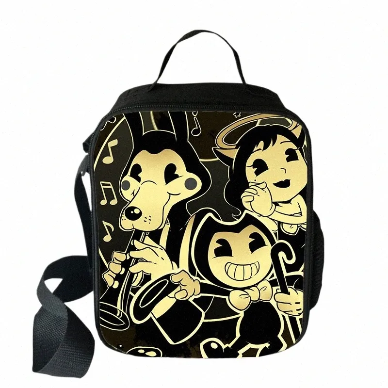 2020 Bendy And The Ink Machine Cooler Lunch Bag Carto Girls Портативные термосумки для пикника для школьников и мальчиков Ланч-бокс q14x #