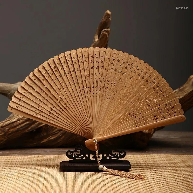 Decorative Figurines Mini Bamboo Folding Fan Hollow Japanese Ancient Men And Women Handmade Small Dancing